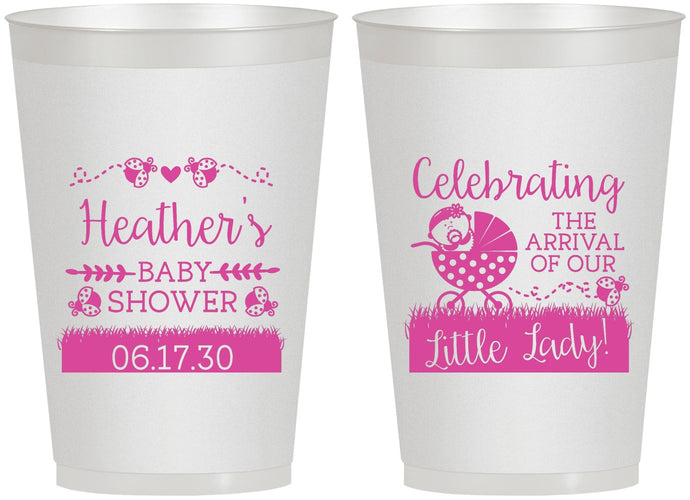 Personalized Baby Shower 12 oz Frosted Cups - Little Lady On The Way | 90023