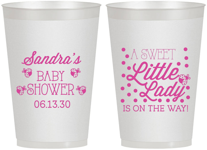 Personalized Baby Shower 12 oz Frosted Cups - Sweet Little Lady | 90024