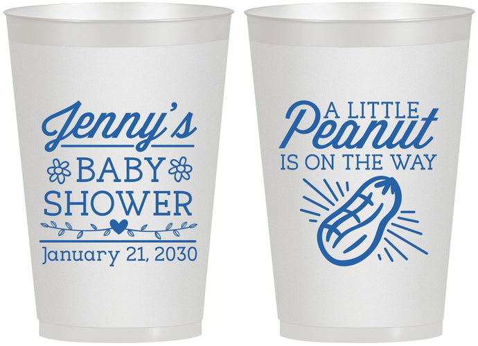 Personalized Baby Shower 12 oz Frosted Cups - Peanut On The Way | 90025