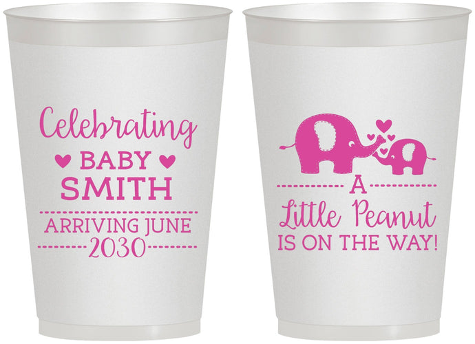 Personalized Baby Shower 12 oz Frosted Cups - Peanut On The Way | 90027