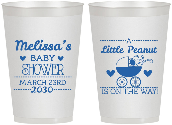 Personalized Baby Shower 12 oz Frosted Cups - Peanut On The Way | 90028