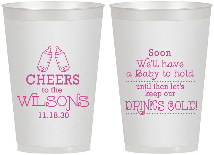 Personalized Baby Shower 12 oz Frosted Cups - Cheers Bottle | 90031