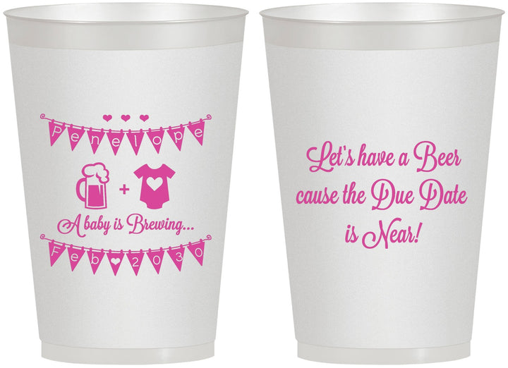 Personalized Baby Shower 12 oz Frosted Cups - Beer Due Date Is Near | 90032