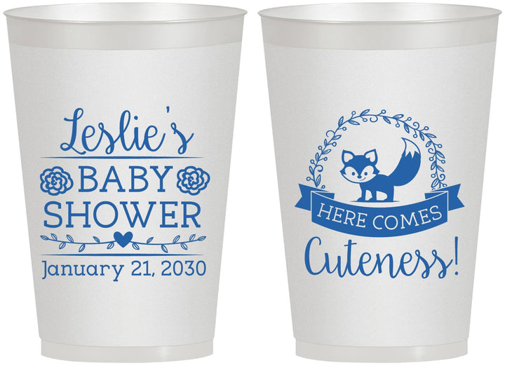 Personalized Baby Shower 12 oz Frosted Cups - Fox Cuteness | 90036