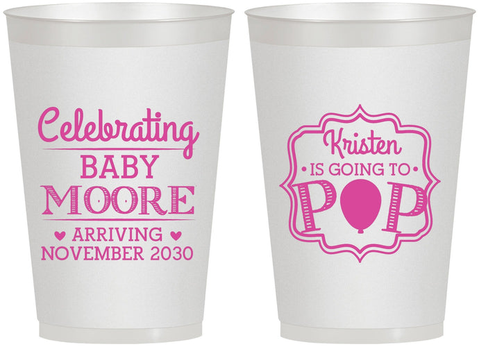 Personalized Baby Shower 12 oz Frosted Cups - Going To Pop | 90040