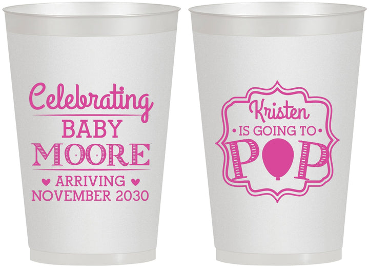 Personalized Baby Shower 12 oz Frosted Cups - Going To Pop | 90040