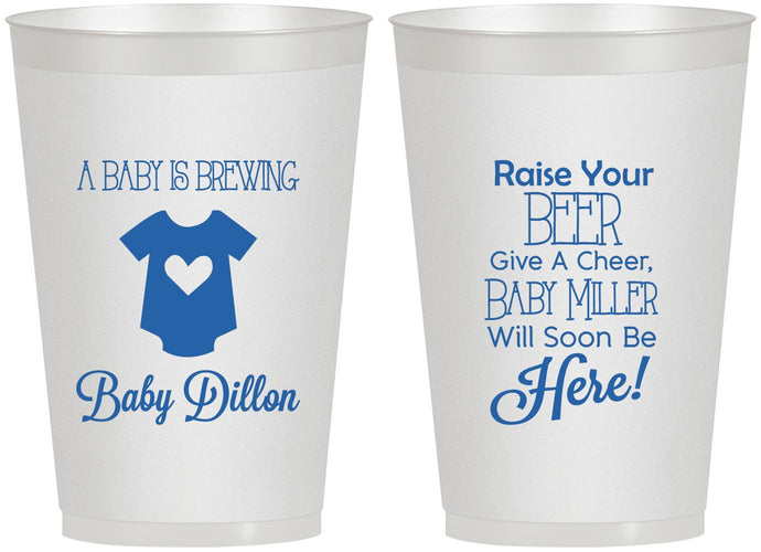 Personalized Baby Shower 12 oz Frosted Cups - Baby Is Brewing | 90041