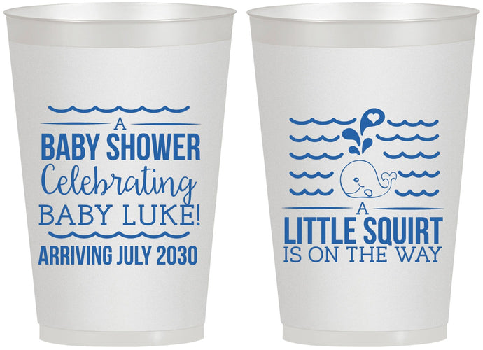 Personalized Baby Shower 12 oz Frosted Cups - Little Squirt On The Way | 90043