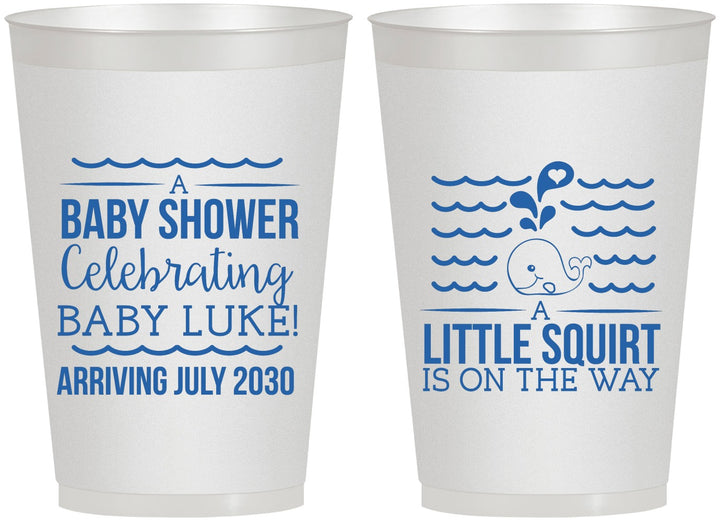 Personalized Baby Shower 12 oz Frosted Cups - Little Squirt On The Way | 90043