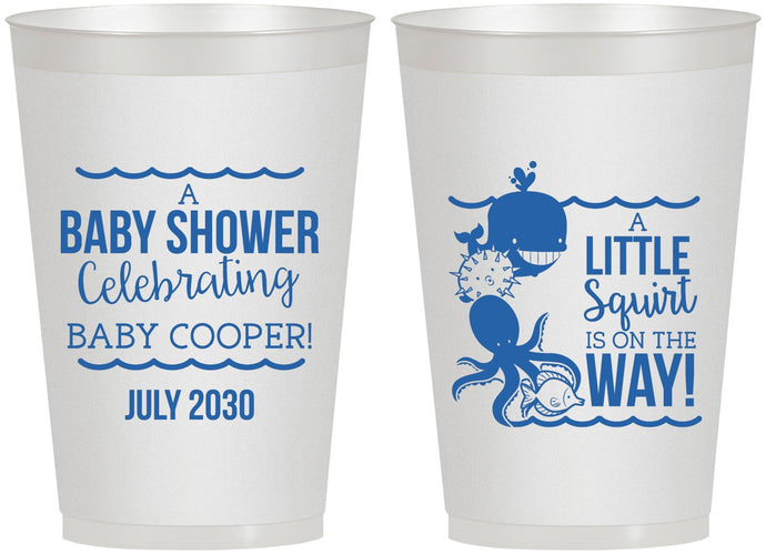 Personalized Baby Shower 12 oz Frosted Cups - Little Squirt On The Way | 90045