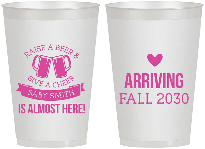 Personalized Baby Shower 12 oz Frosted Cups - Raise A Beer | 90049