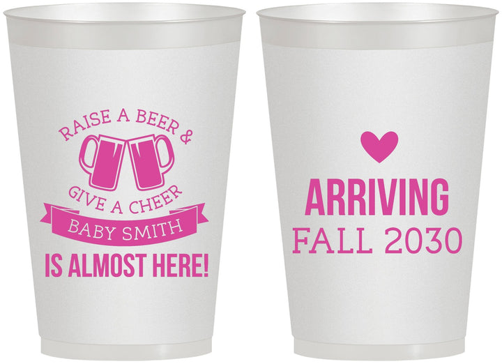Personalized Baby Shower 12 oz Frosted Cups - Raise A Beer | 90049