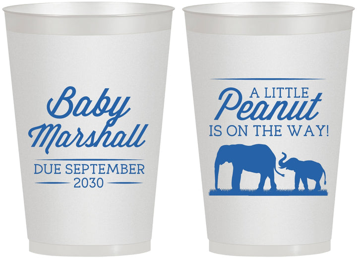 Personalized Baby Shower 12 oz Frosted Cups - Peanut On The Way | 90062
