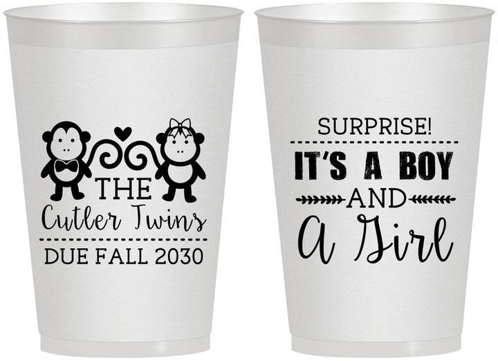 Personalized Baby Shower 12 oz Frosted Cups - Gender Reveal Boy Or Girl | 90063