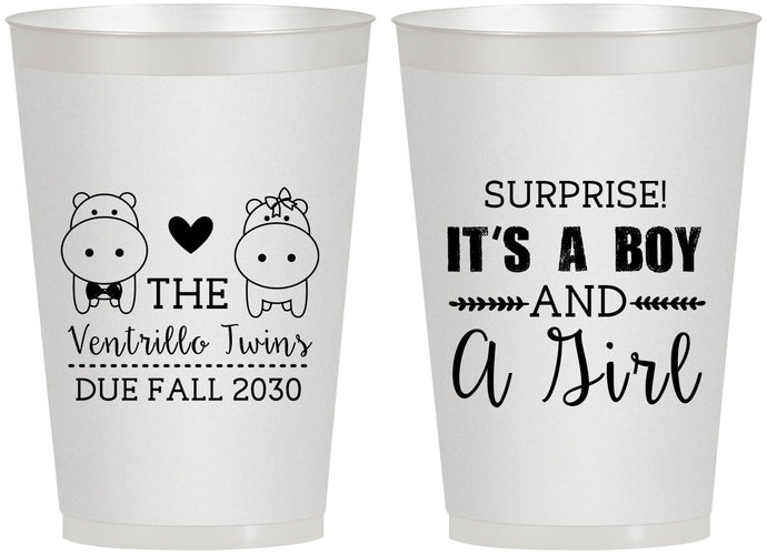 Personalized Baby Shower 12 oz Frosted Cups - Gender Reveal Boy Or Girl | 90064