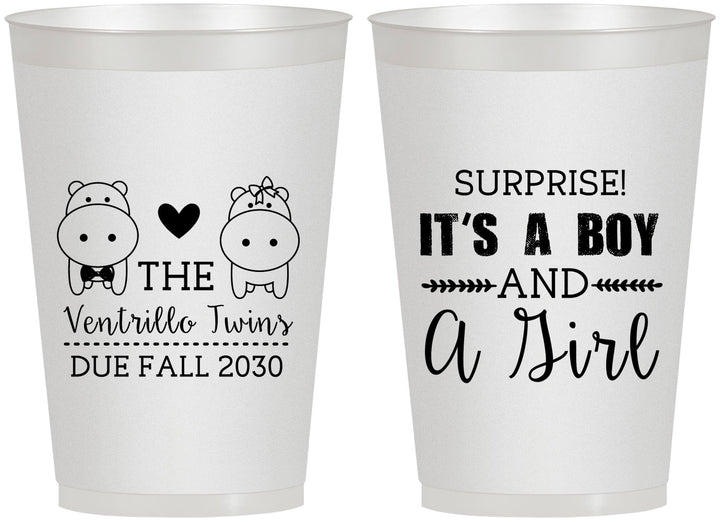 Personalized Baby Shower 12 oz Frosted Cups - Gender Reveal Boy Or Girl | 90064