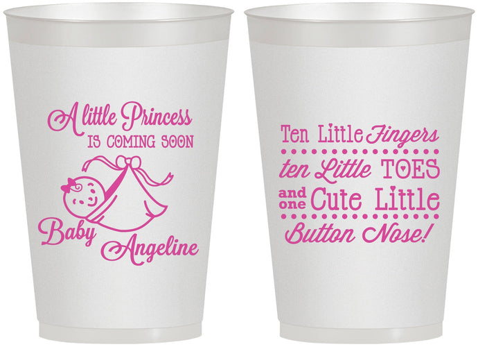 Personalized Baby Shower 12 oz Frosted Cups - Little Princess | 90066