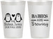 Personalized Baby Shower 12 oz Frosted Cups - Twins Baby Penguins | 90070