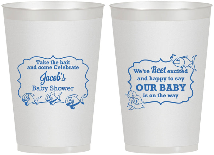 Personalized Baby Shower 12 oz Frosted Cups - Fish | 90075