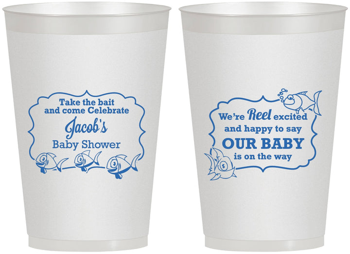 Personalized Baby Shower 12 oz Frosted Cups - Fish | 90075