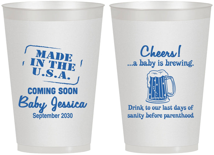 Personalized Baby Shower 12 oz Frosted Cups - Made In The Usa | 90079