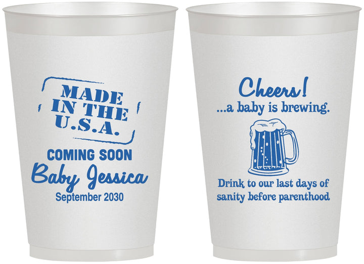 Personalized Baby Shower 12 oz Frosted Cups - Made In The Usa | 90079