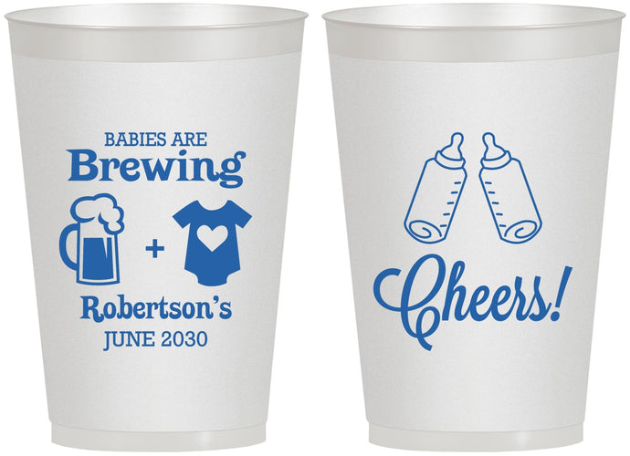 Personalized Baby Shower 12 oz Frosted Cups - Babies Are Brewing | 90080