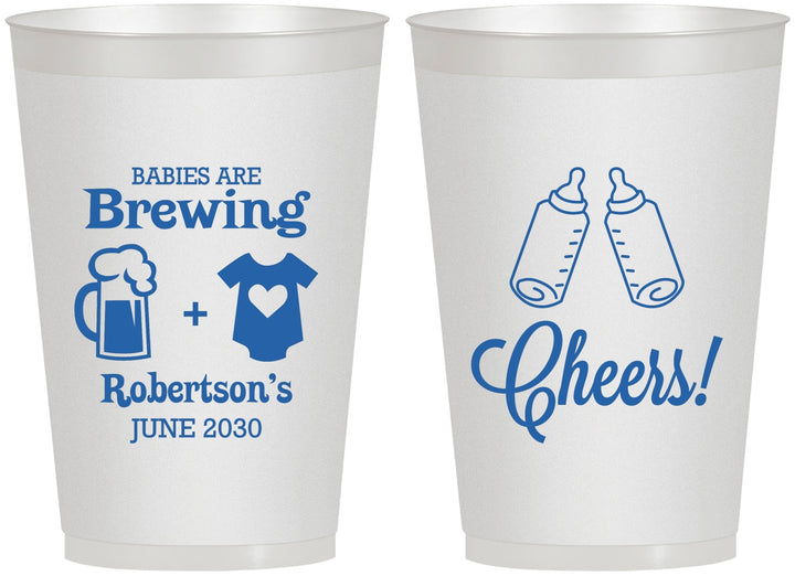 Personalized Baby Shower 12 oz Frosted Cups - Babies Are Brewing | 90080