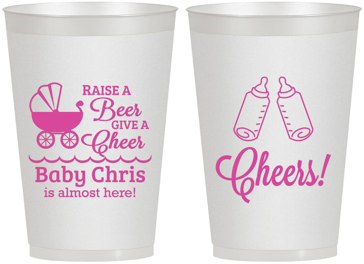 Personalized Baby Shower 12 oz Frosted Cups - Raise A Beer | 90081
