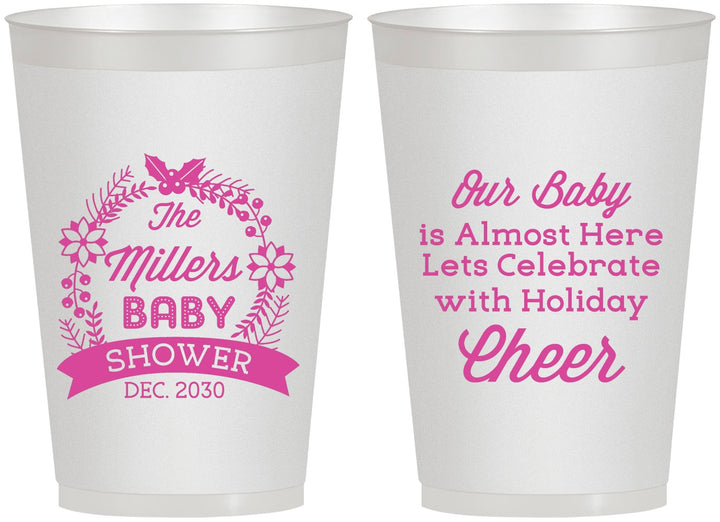 Personalized Baby Shower 12 oz Frosted Cups - Holiday | 90086