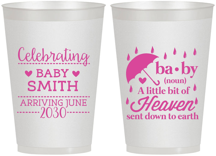 Personalized Baby Shower 12 oz Frosted Cups - Little Bit Of Heaven | 90095