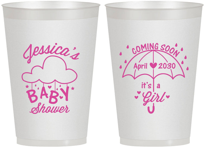Personalized Baby Shower 12 oz Frosted Cups - April Showers May Babies | 90099