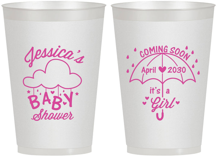 Personalized Baby Shower 12 oz Frosted Cups - April Showers May Babies | 90099