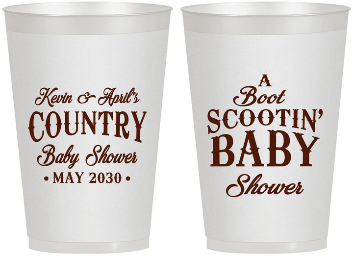 Personalized Baby Shower 12 oz Frosted Cups - Boot Scootin | 90100