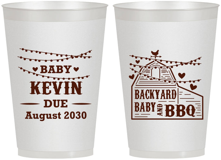 Personalized Baby Shower 12 oz Frosted Cups - Baby And Bbq | 90101