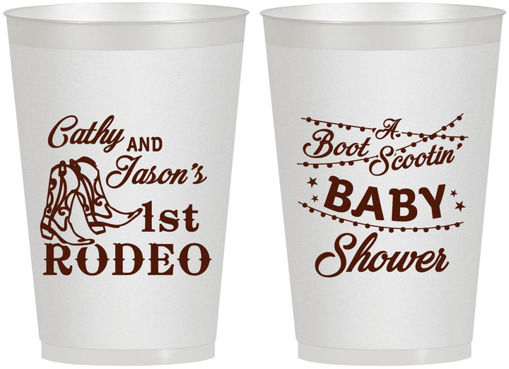 Personalized Baby Shower 12 oz Frosted Cups - Rodeo Boot Scootin | 90103