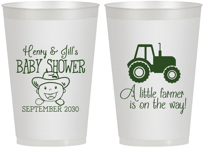 Personalized Baby Shower 12 oz Frosted Cups - Little Farmer | 90108