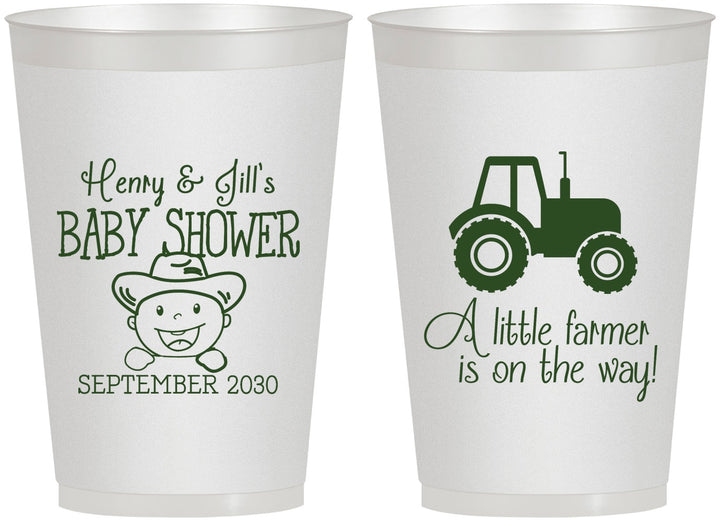 Personalized Baby Shower 12 oz Frosted Cups - Little Farmer | 90108