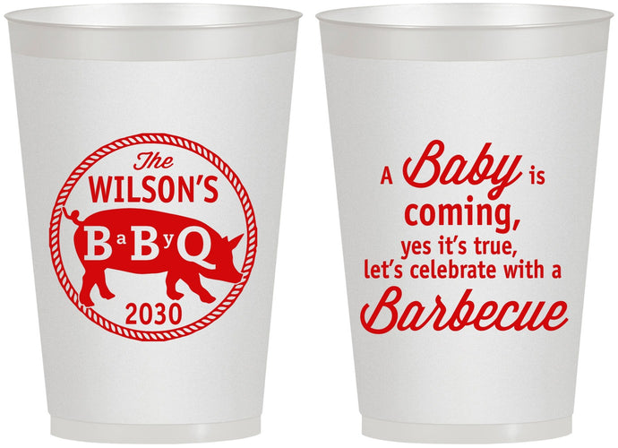 Personalized Baby Shower 12 oz Frosted Cups - Bbq | 90110