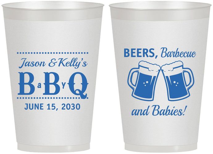 Personalized Baby Shower 12 oz Frosted Cups - Beers Bbq Babies | 90111