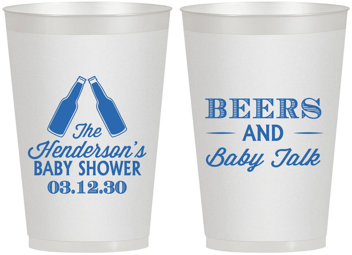 Personalized Baby Shower 12 oz Frosted Cups - Beers And Baby Talk | 90117