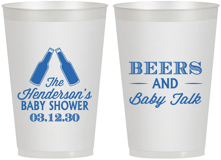 Personalized Baby Shower 12 oz Frosted Cups - Beers And Baby Talk | 90117