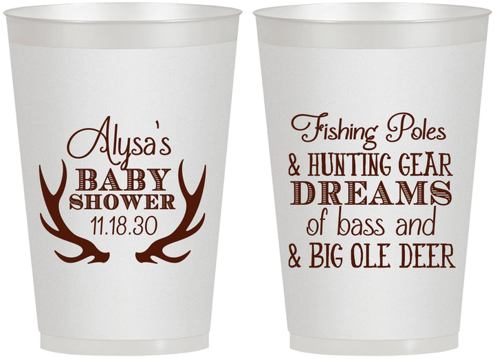 Personalized Baby Shower 12 oz Frosted Cups - Bass Deer | 90120