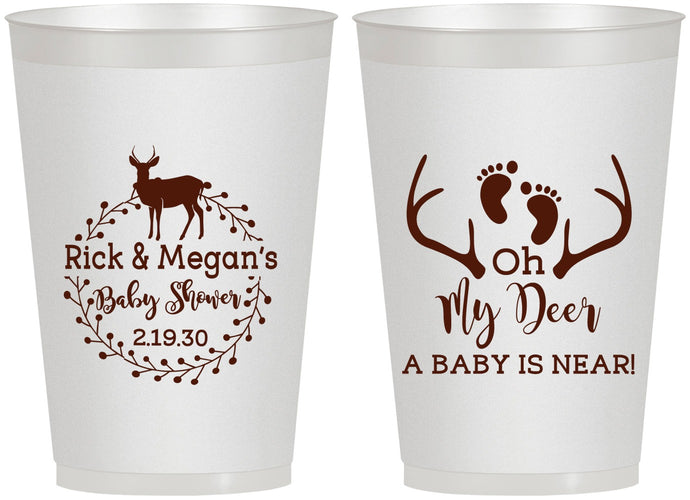 Personalized Baby Shower 12 oz Frosted Cups - Oh My Deer | 90123
