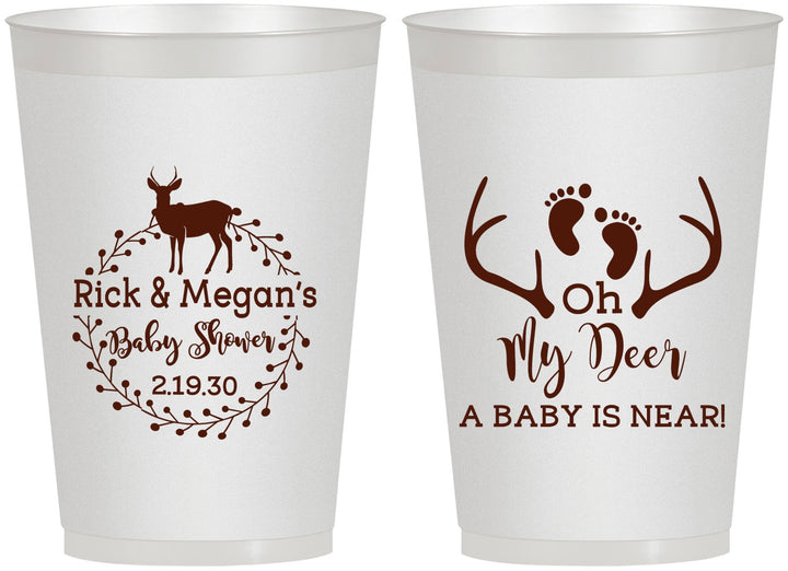 Personalized Baby Shower 12 oz Frosted Cups - Oh My Deer | 90123