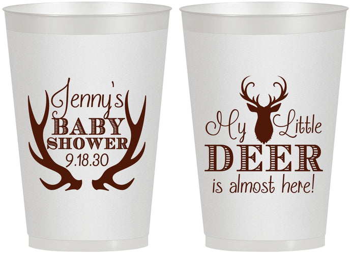 Personalized Baby Shower 12 oz Frosted Cups - My Little Deer | 90124