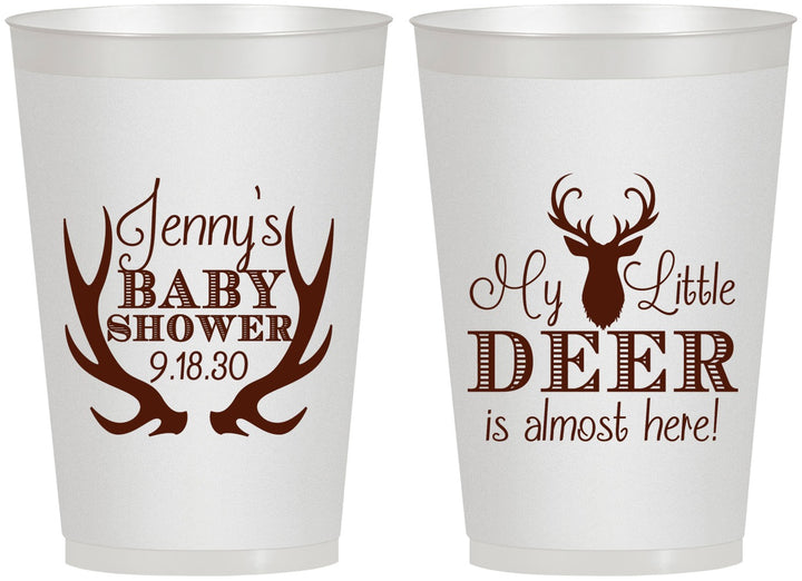 Personalized Baby Shower 12 oz Frosted Cups - My Little Deer | 90124