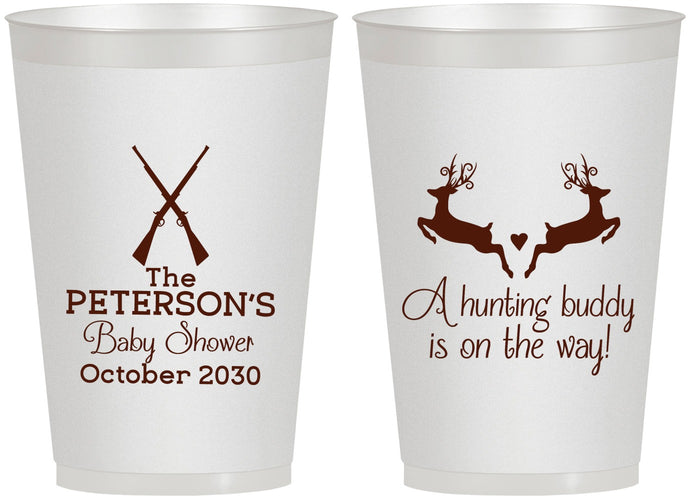 Personalized Baby Shower 12 oz Frosted Cups - Hunting Buddy | 90125