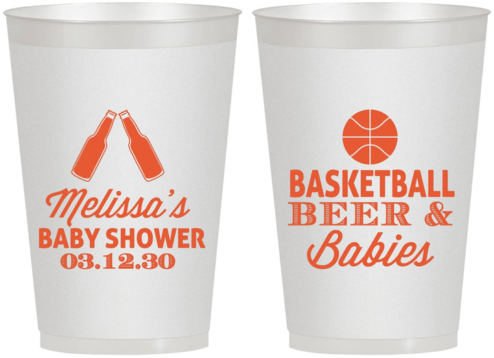 Personalized Baby Shower 12 oz Frosted Cups - Basketball Beer Babies | 90134