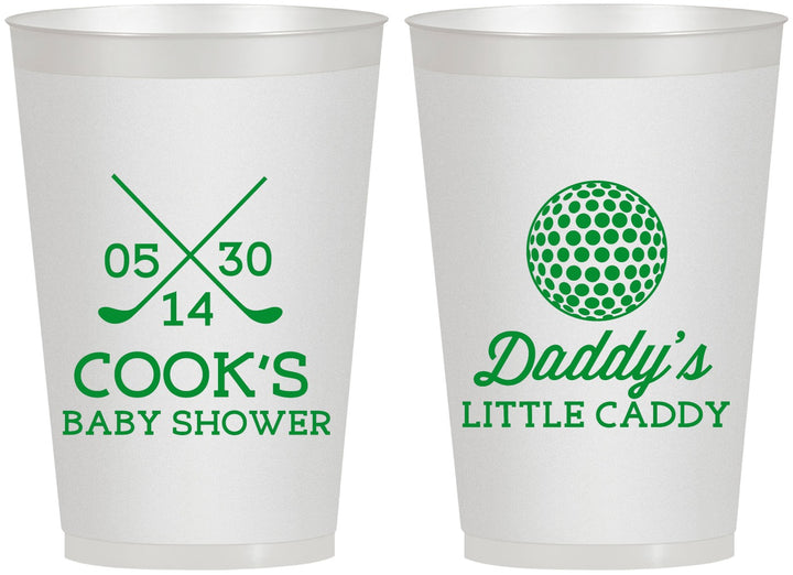 Personalized Baby Shower 12 oz Frosted Cups - Golf Little Caddy | 90135